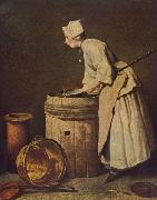 Jean Simeon Chardin Frau, Geschirr scheuernd Spain oil painting artist